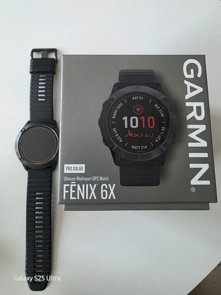 Garmin fenix 6x pro solar, Handtassen en Accessoires, Sporthorloges, Ophalen