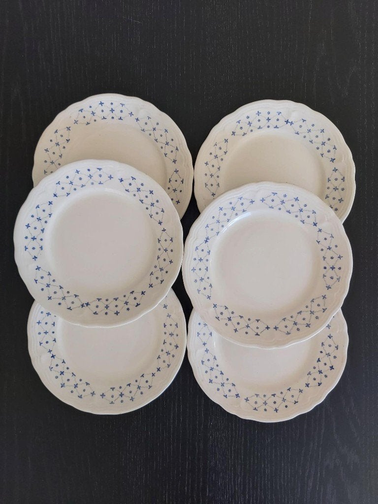 Set van 6 leuke vintage (dessert/ontbijt) bordjes GRANIT, Ophalen of Verzenden