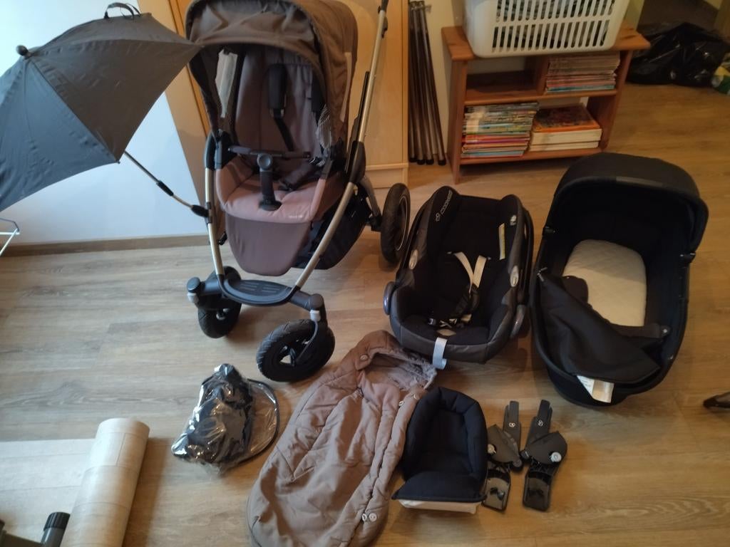 Maxi-Cosi set met wieg, buggy en Maxi Cosi, Ophalen, Gebruikt, Combiwagen, Verstelbare duwstang