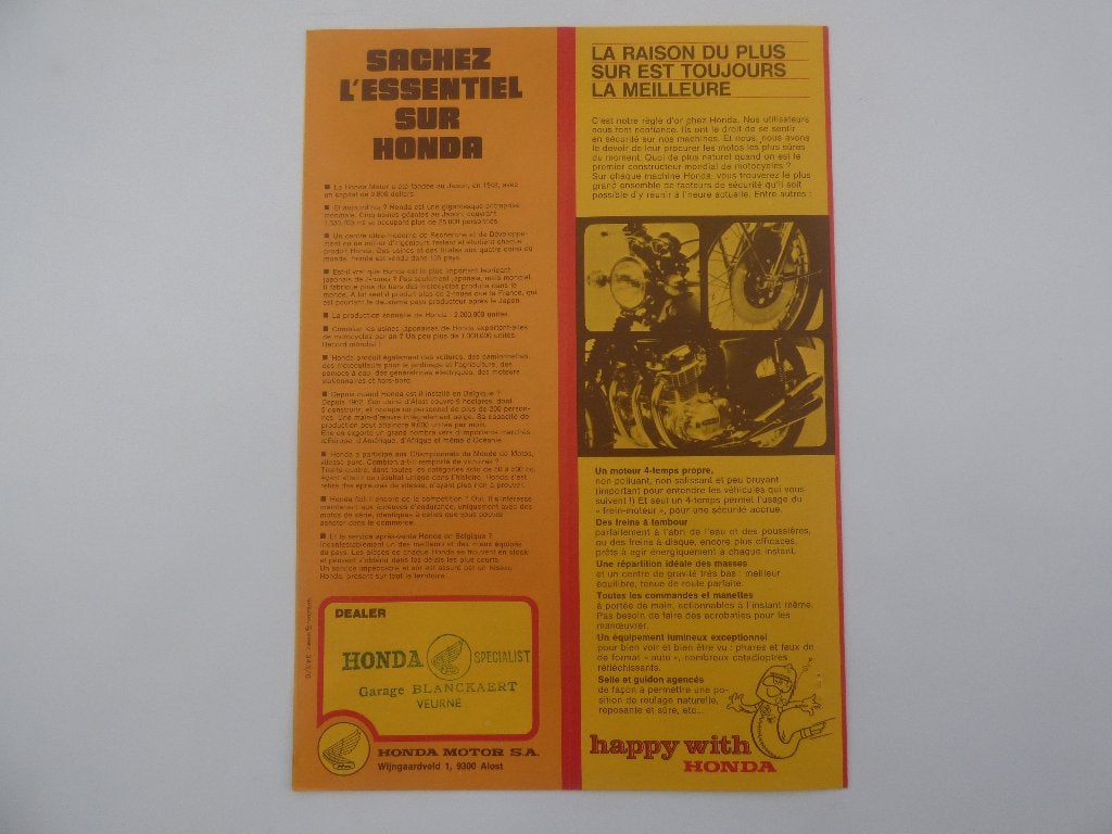 DÉPLIANT HONDA MOTORCYCLES RANGE 1973, Enlèvement ou Envoi, Honda