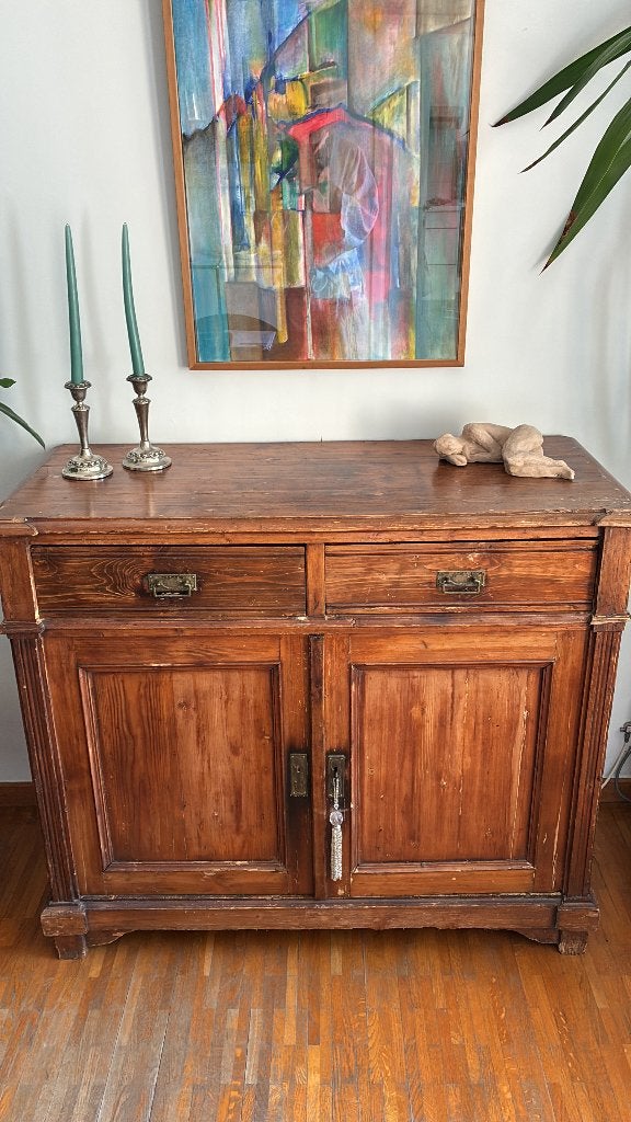 Authentiek antiek houten dressoir, Huis en Inrichting, Kasten | Dressoirs, Ophalen, Gebruikt, Met deur(en)