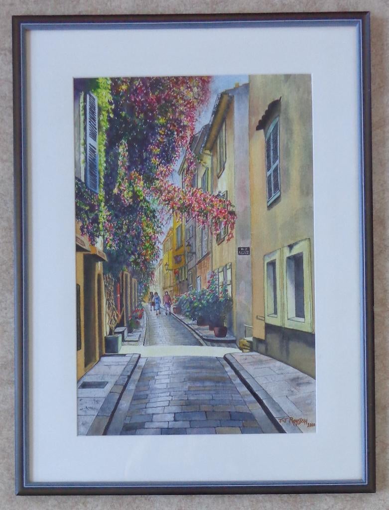 JEAN-JACQUES ROUSSEAU / STRAATZICHT ORIGINEEL 78x58cm KADER, Enlèvement