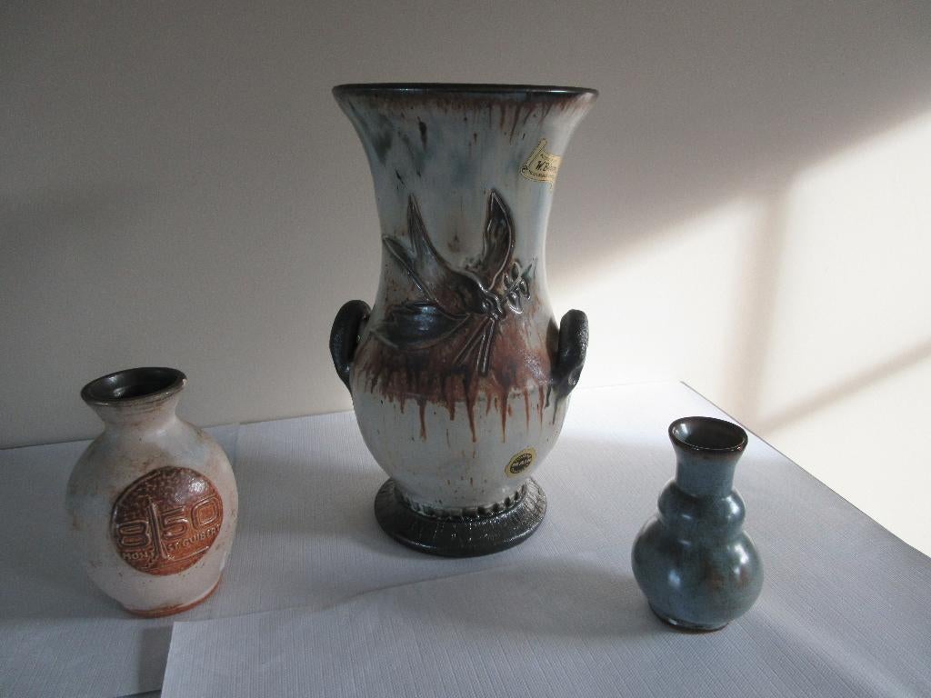 Oud aardewerk keramiek W. BIRON Châtelet kruiken in grez, Antiek en Kunst, Ophalen
