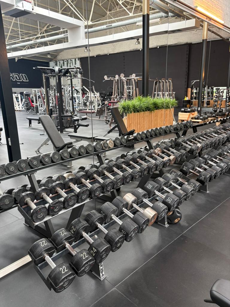 2-48kg Lifemaxx dumbells met rek, Ophalen, Zo goed als nieuw