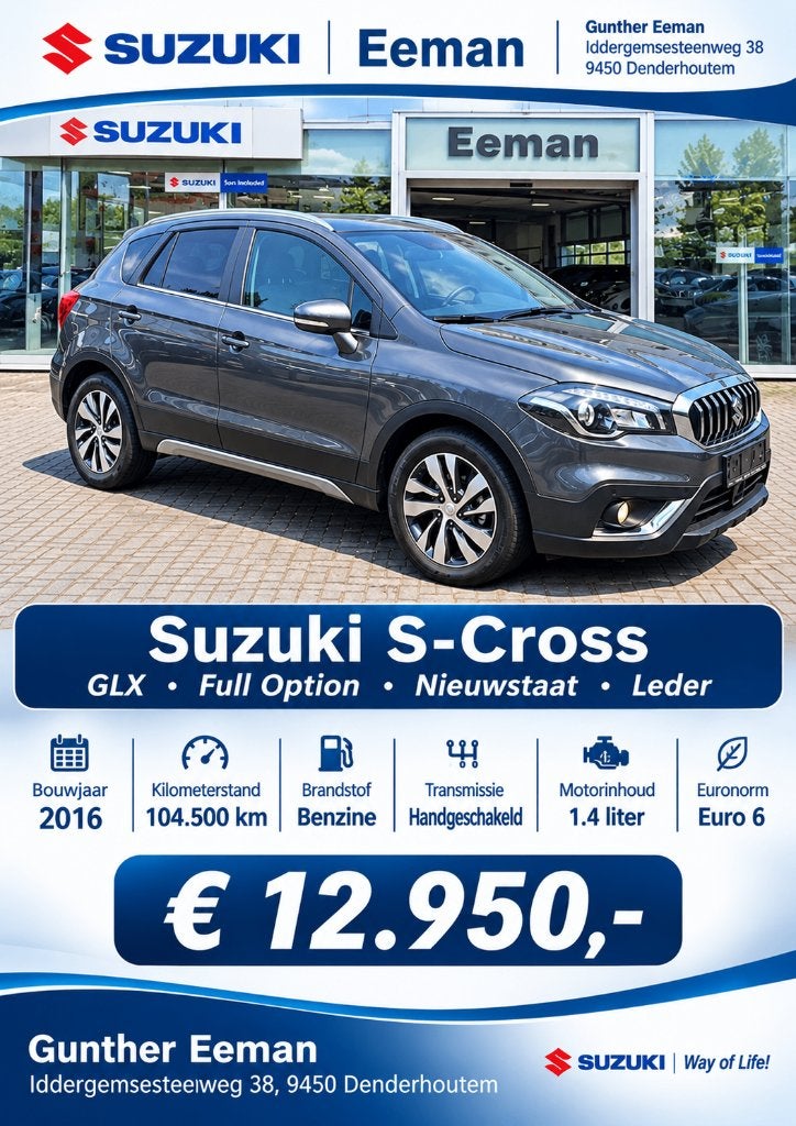 Suzuki s-cross GLX *Full option* nieuwstaat*leder*, Autos, Cuir, Argent ou Gris, Achat, Euro 6