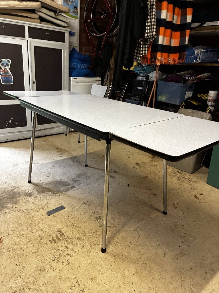 Formica - retro tafel - chrome poten, 100 à 150 cm, Cinq personnes ou plus, Synthétique, Enlèvement