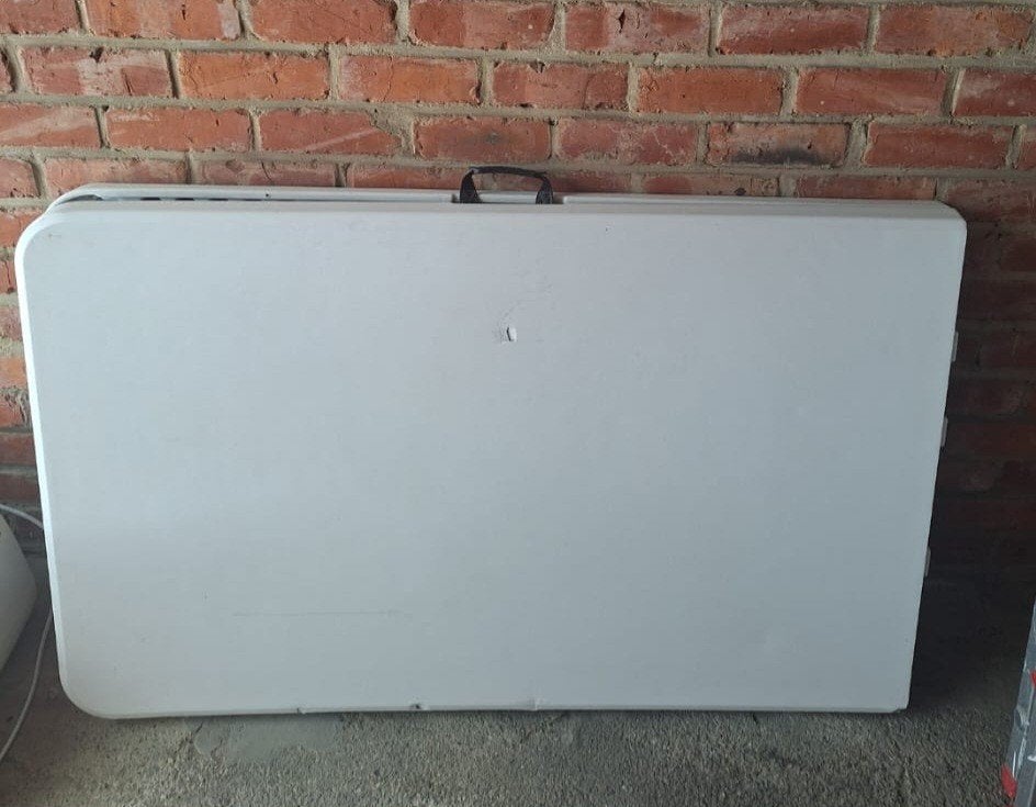 Opplooibare tuintafel, Ophalen, Gebruikt, Rechthoekig, Kunststof