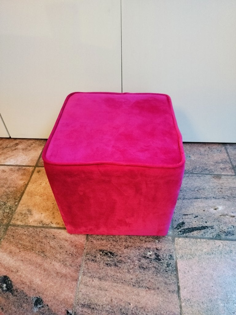 Fushia poef J-Line, Ophalen, Minder dan 50 cm, Vierkant, Nieuw