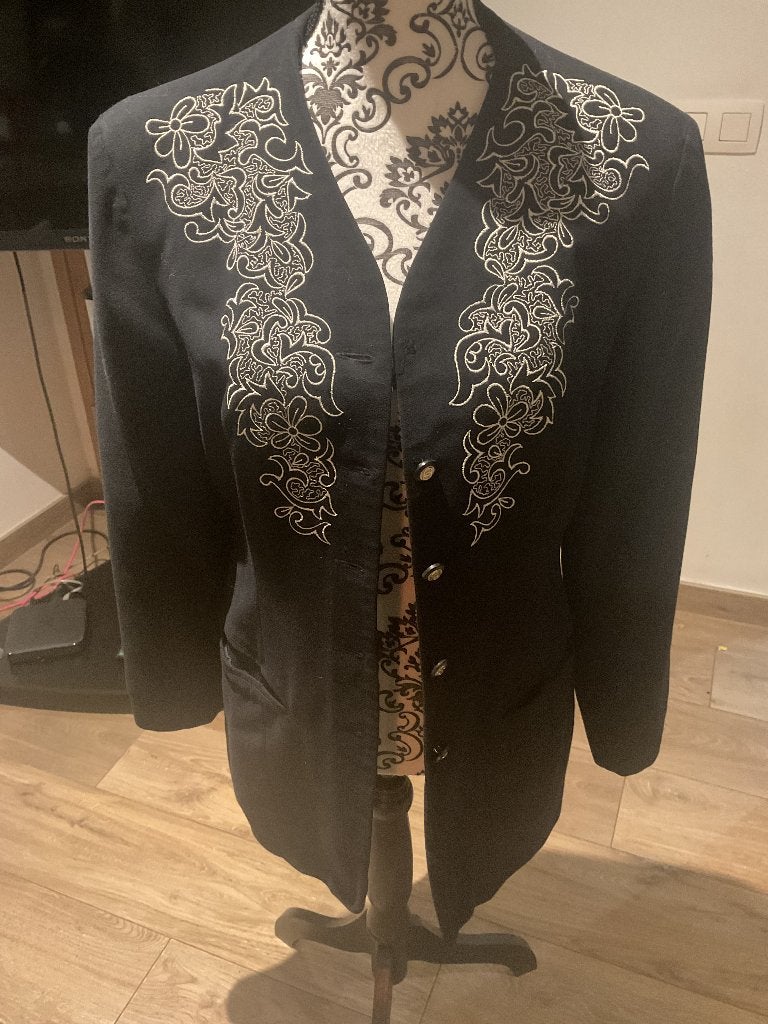 Blazer bleu élégant avec motif, Vêtements | Femmes, ANDERE, Taille 38/40 (M), Enlèvement ou Envoi, Au-dessus du genou