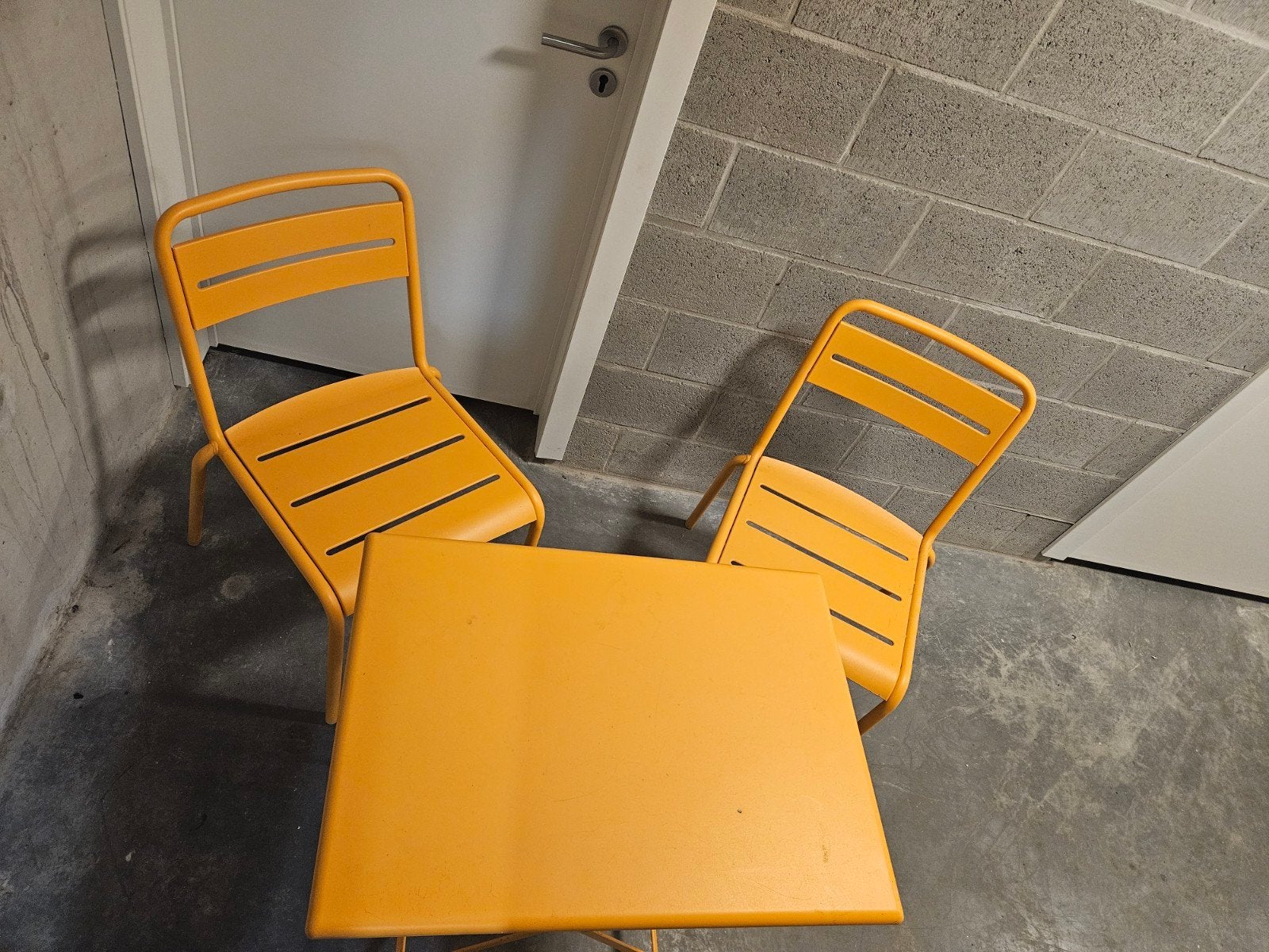 Bistro set met 2 stoelen., Jardin & Terrasse, Tables de jardin, Enlèvement, Métal