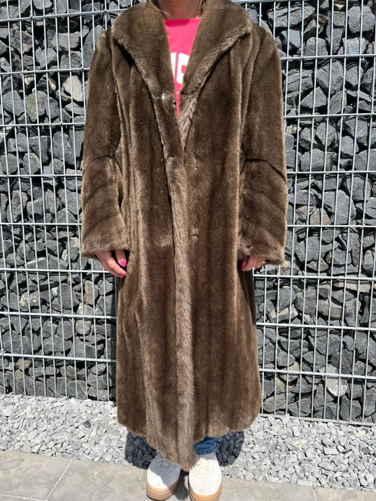 Nep bontjas maat 48, Kleding | Dames, Jassen | Winter, Ophalen, Zo goed als nieuw, Maat 46/48 (XL) of groter, Bruin