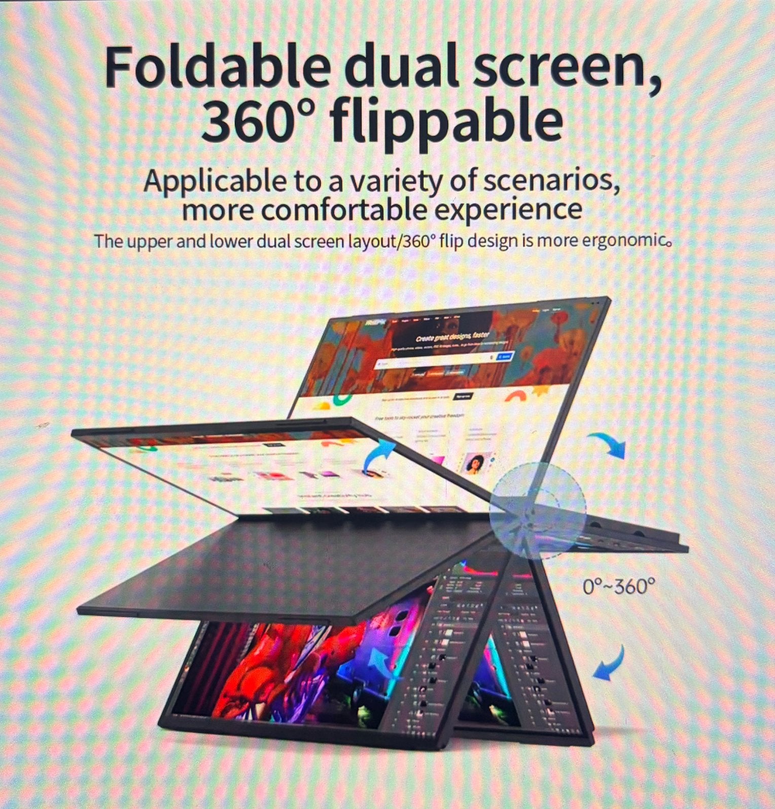 18.5 inch Dual Screen 120hz Opvouwbaar USB-C/HDMI Monitor, IPS, 101 t/m 150 Hz, HDMI, Nieuw