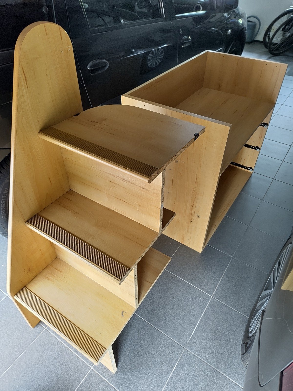 Half-hoogslaper met bureau + kasten onder, Enlèvement, Lit mezzanine