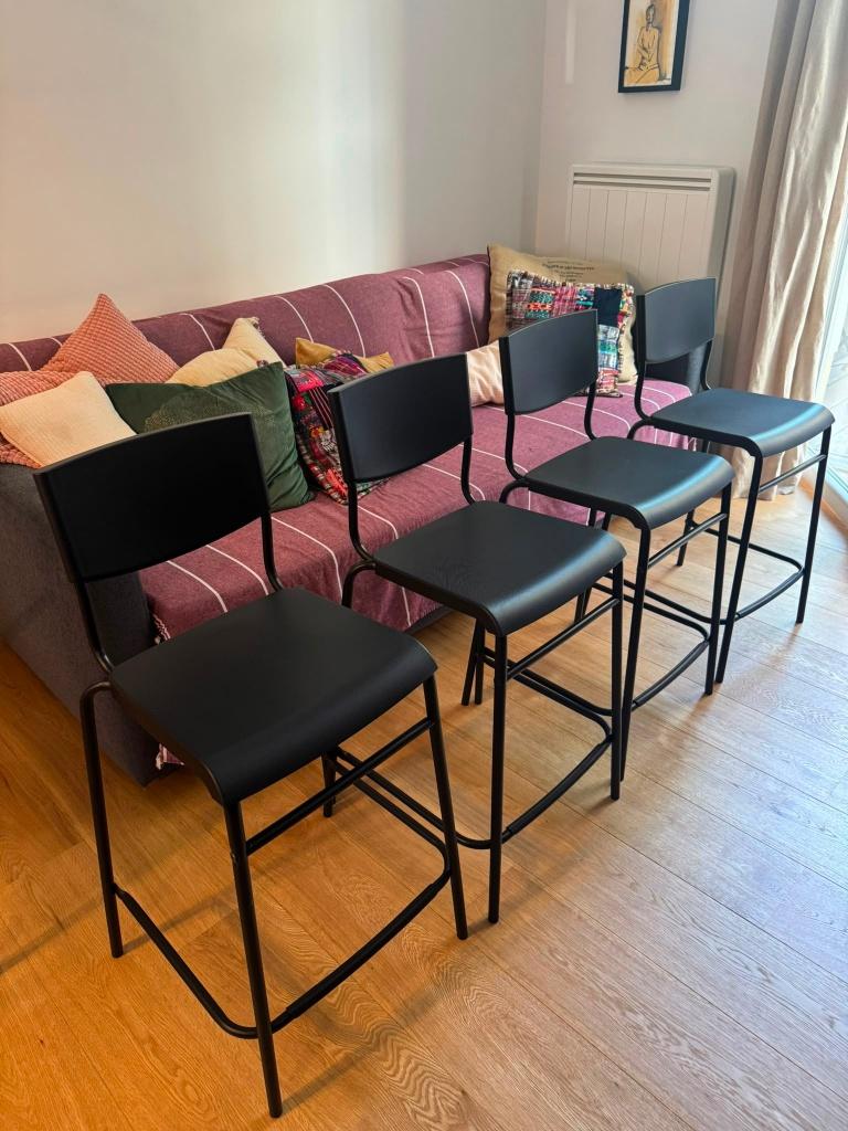 Chaises hautes de bar STIG IKEA, 90 cm ou plus, Métal, 4 tabourets, Comme neuf