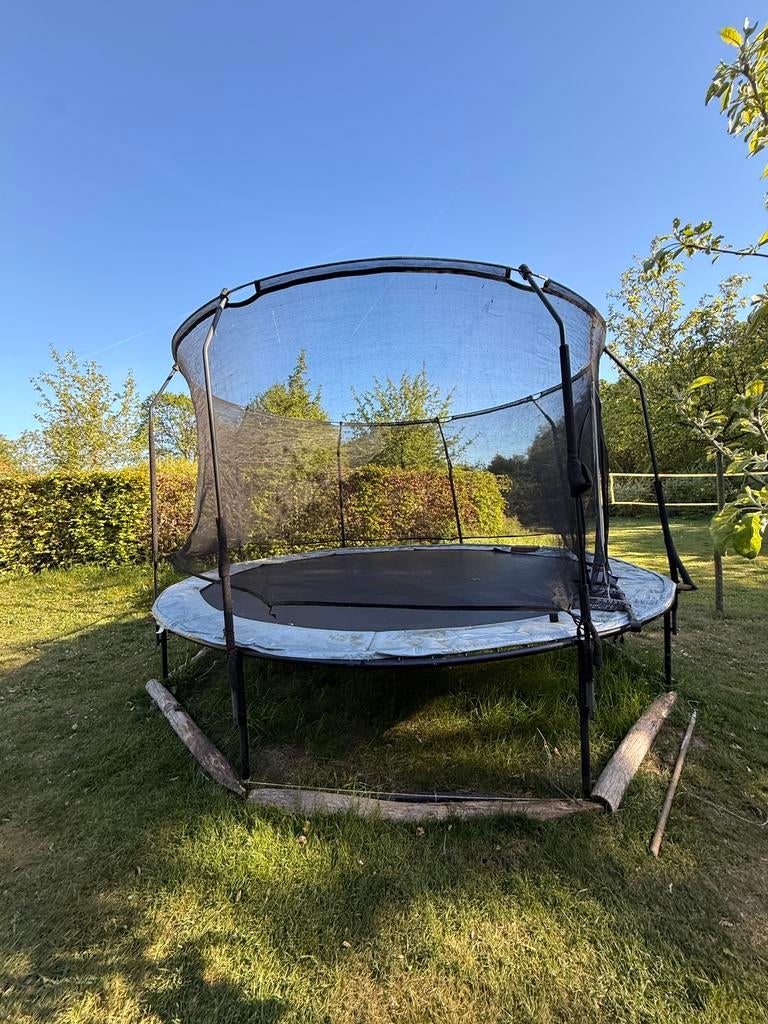 Trampoline zwart met lichtgrijze band, Kinderen en Baby's, Ophalen, Gebruikt
