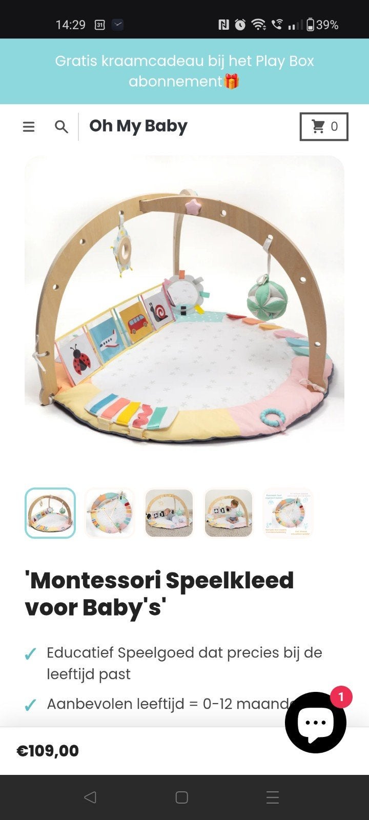 Montessori speelmat/speelkleed baby, Enlèvement
