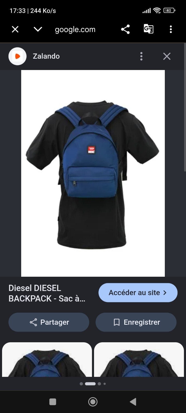 Sac a dos Diesel D-bsc bleu Neuf, Neuf, Autres marques, 25 à 40 cm, Enlèvement ou Envoi