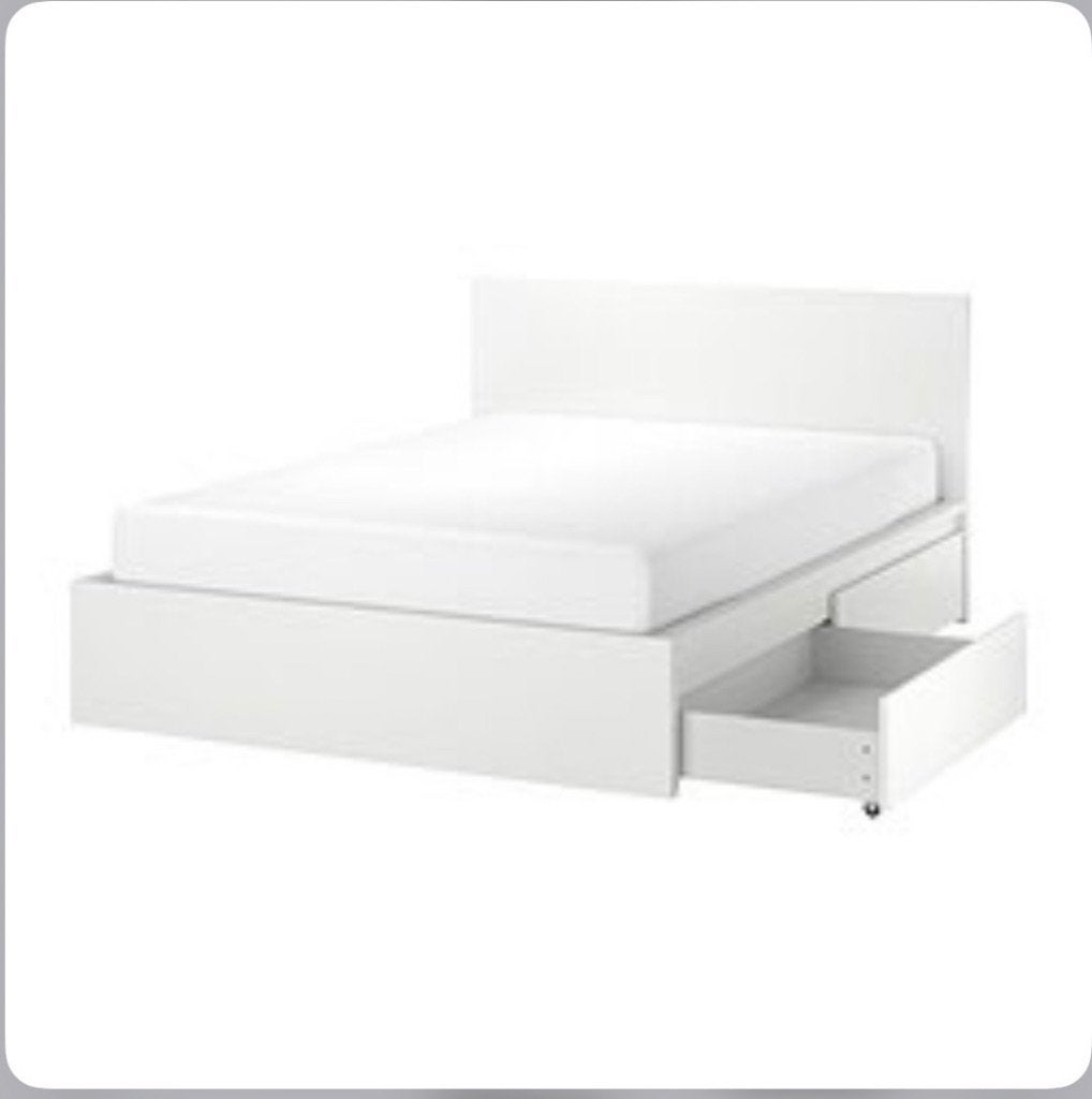 Lit Malm Ikea 140*200 + Matelas, Enlèvement, 200 cm, Deux personnes, Moderne