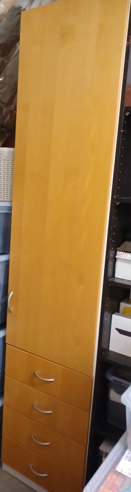 1 kastdeur met 4 schuiven, Ophalen, Gebruikt, Met lade(s), 200 cm of meer