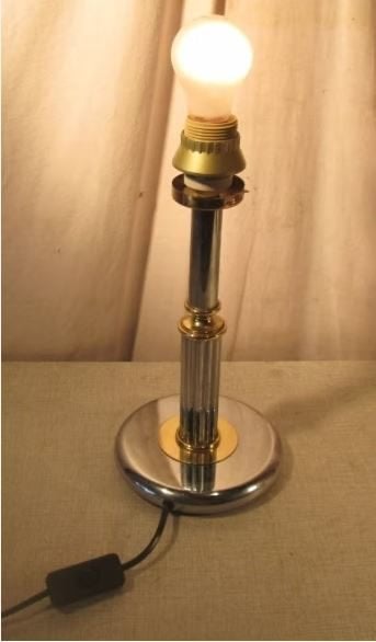Mooi Retro Metalen Tafellamp - 34cm, Ophalen of Verzenden, Huis en Inrichting