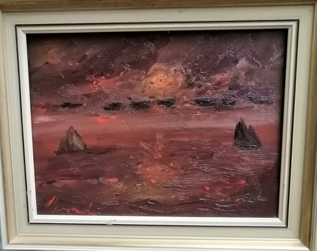 Constant Permeke '' Nacht op zee '' olieverf, Verzenden, Expressionistisch, Olieverf