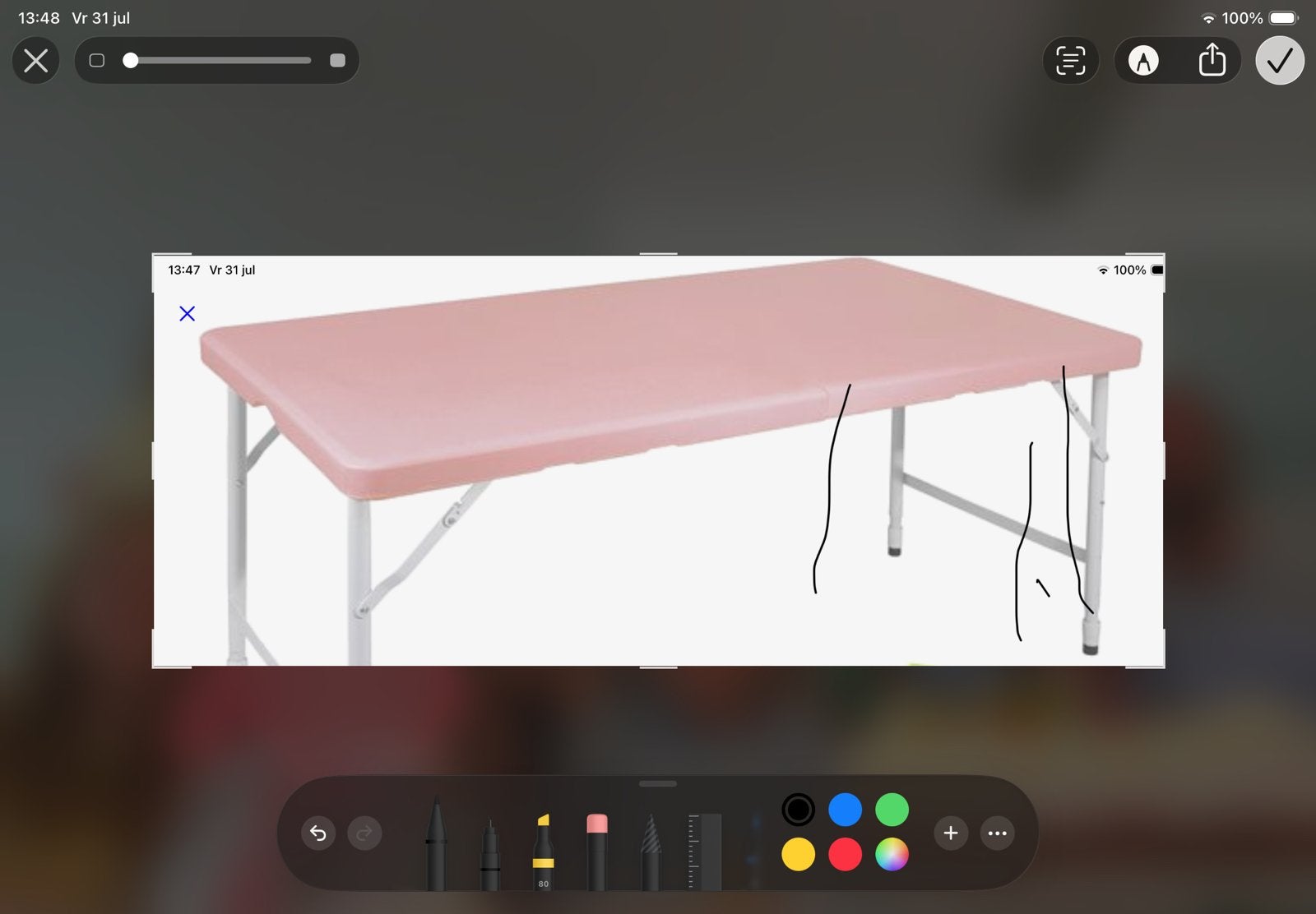 Plooibare tafel 120 cm x 61 cm, Ophalen, Nieuw, Minder dan 250 cm, Overige typen