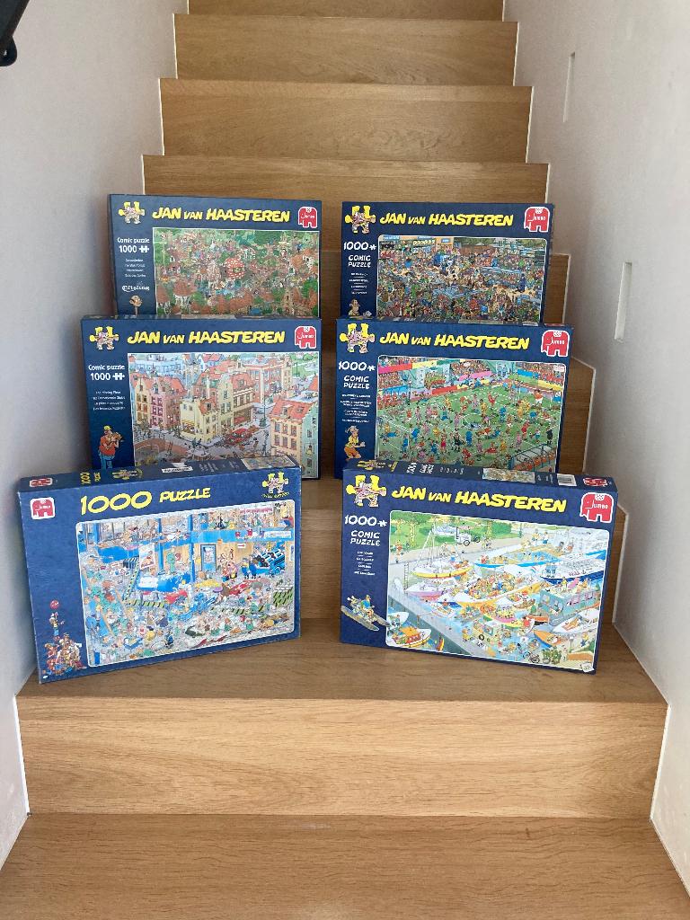 Puzzels Jan van Haasteren (jvh)1000 stukjes, Hobby en Vrije tijd, Denksport en Puzzels, Zo goed als nieuw, Legpuzzel, 500 t/m 1500 stukjes