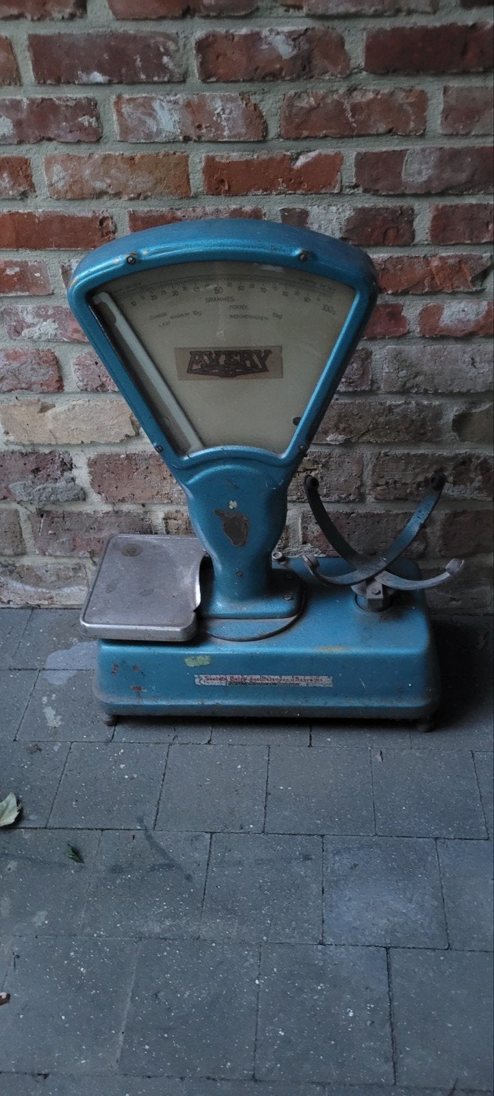 oude weegschaal blauw, Antiek en Kunst, Curiosa en Brocante, Ophalen