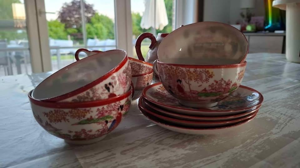 Service à thé japonais. 11 pièces, Enlèvement, Utilisé, Autres styles, Porcelaine