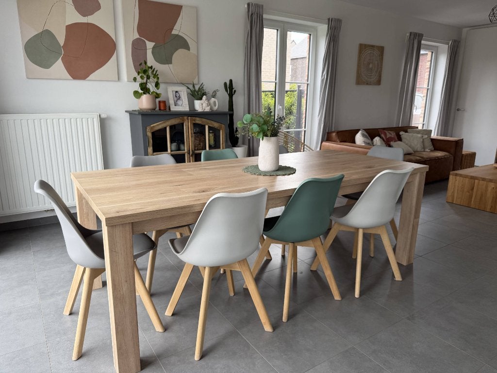 Eettafel met 8 stoelen, Huis en Inrichting, Ophalen, 50 tot 100 cm, Zo goed als nieuw, Vijf personen of meer