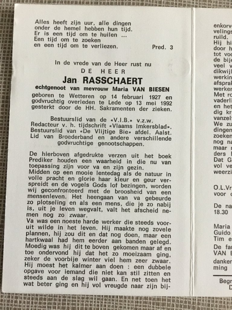 J.Rasschaert est membre de la collaboration Broederband, Collections, Enlèvement ou Envoi, Image pieuse