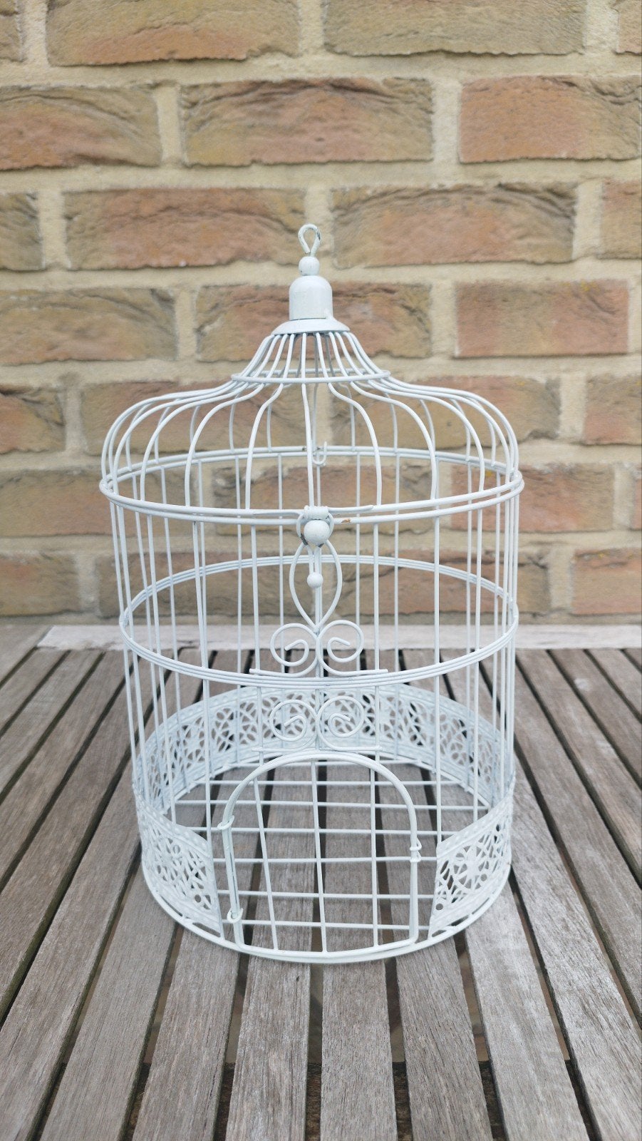 Cage de décoration en métal blanc H30 cm, Jardin & Terrasse