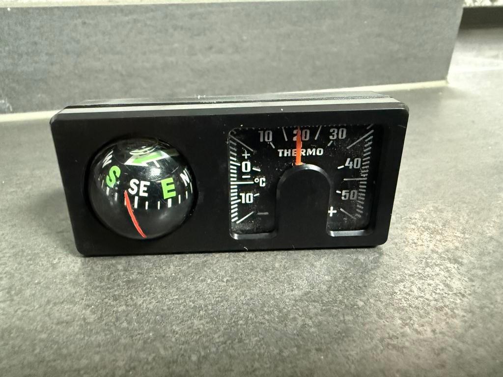 Oldtimer auto kompas en thermometer met zuignappen, Ophalen of Verzenden