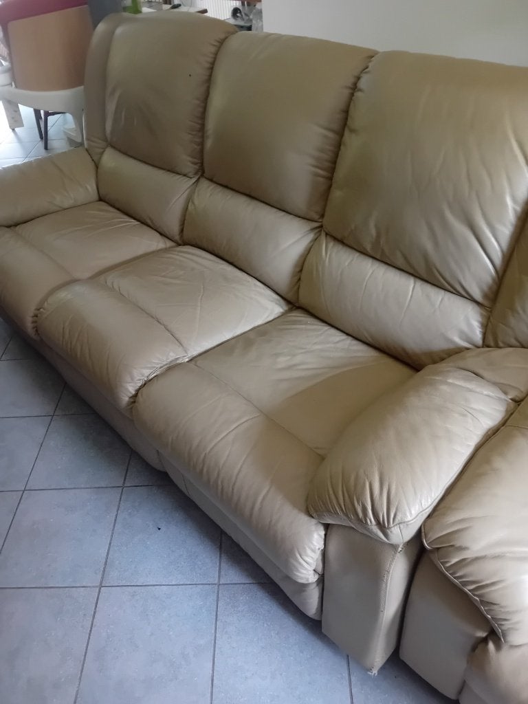 salon cuir 3/1/1  bonne état       !!!!!!!! a donner !!!!!!, Enlèvement, Utilisé, Cuir, Cuir