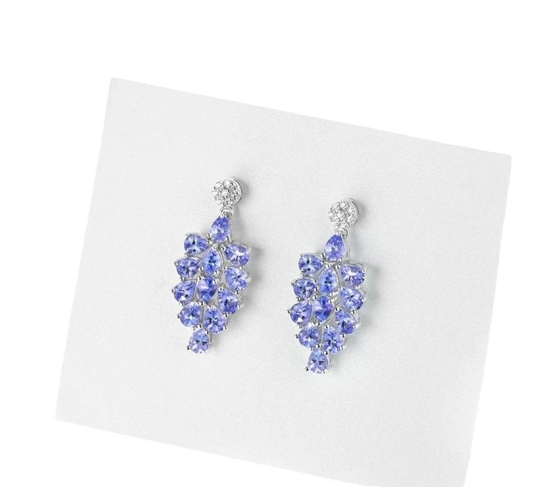 Natuurlijke Tanzaniet Drop Oorbellen – 3,12 Karaat – 925, Blauw, Nieuw, Ophalen of Verzenden, Met edelsteen