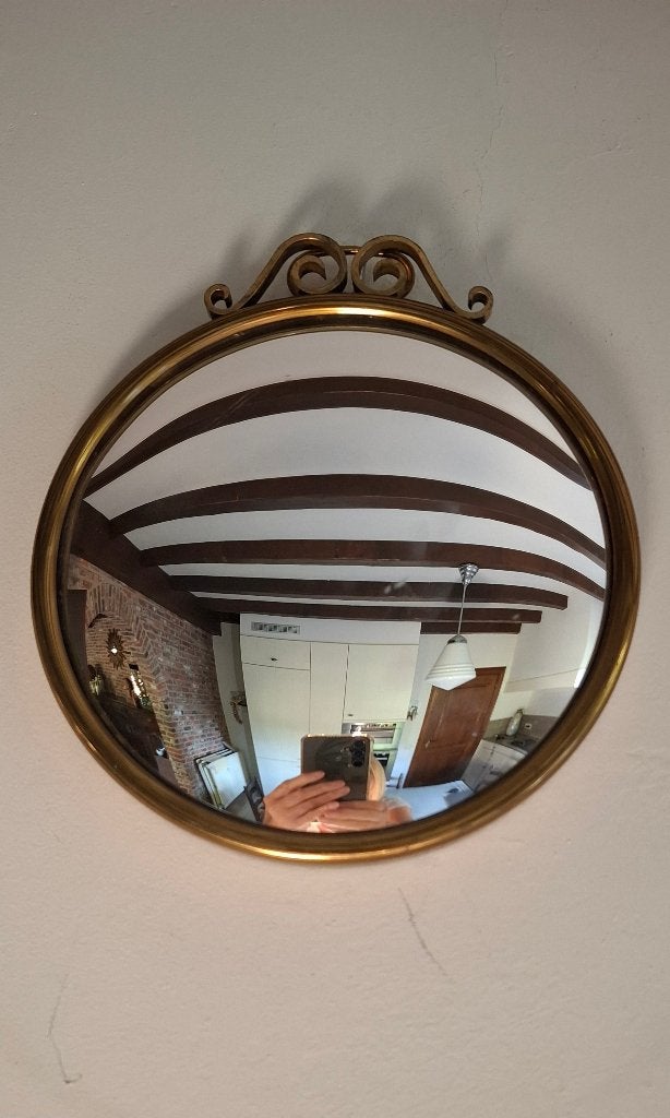 Vintage bolle spiegel / butlerspiegel / convex, Ophalen of Verzenden, Rond, Minder dan 50 cm, Minder dan 100 cm