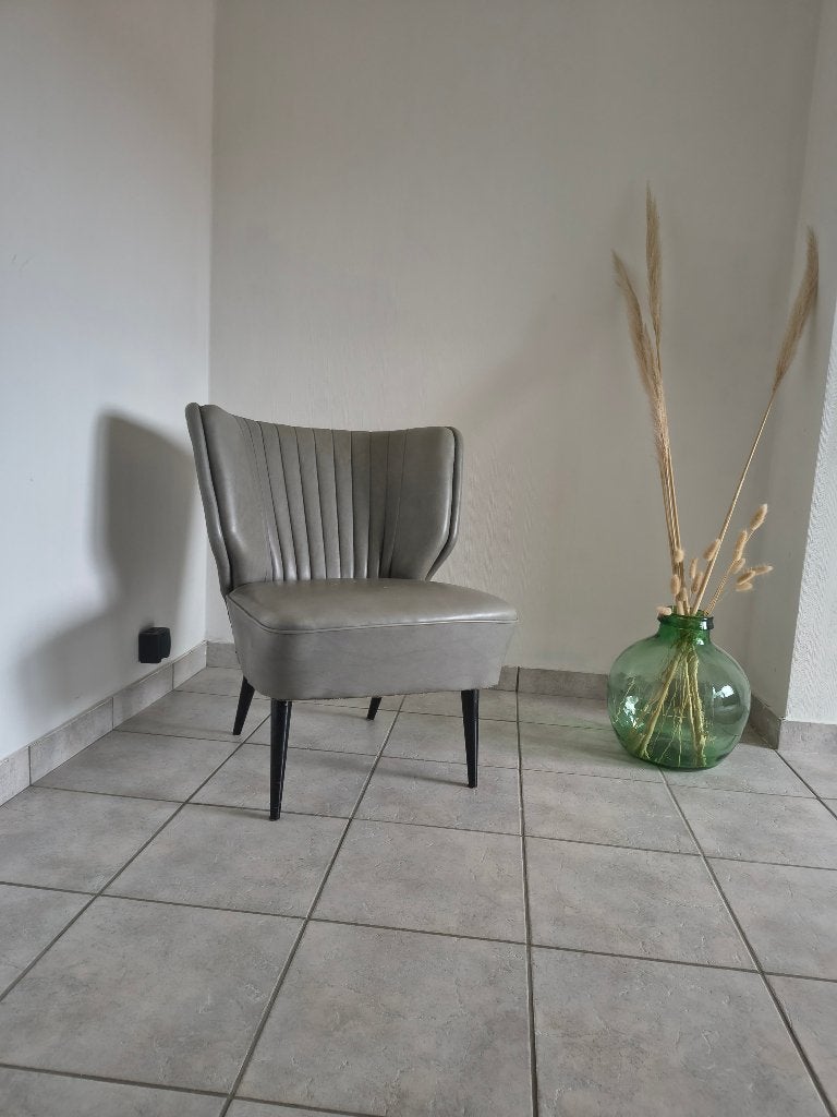 Zetel leder klasssiek grijs, Maison & Meubles, Canapés | Salons, Synthétique, Moins de 75 cm, Moins de 150 cm, Enlèvement