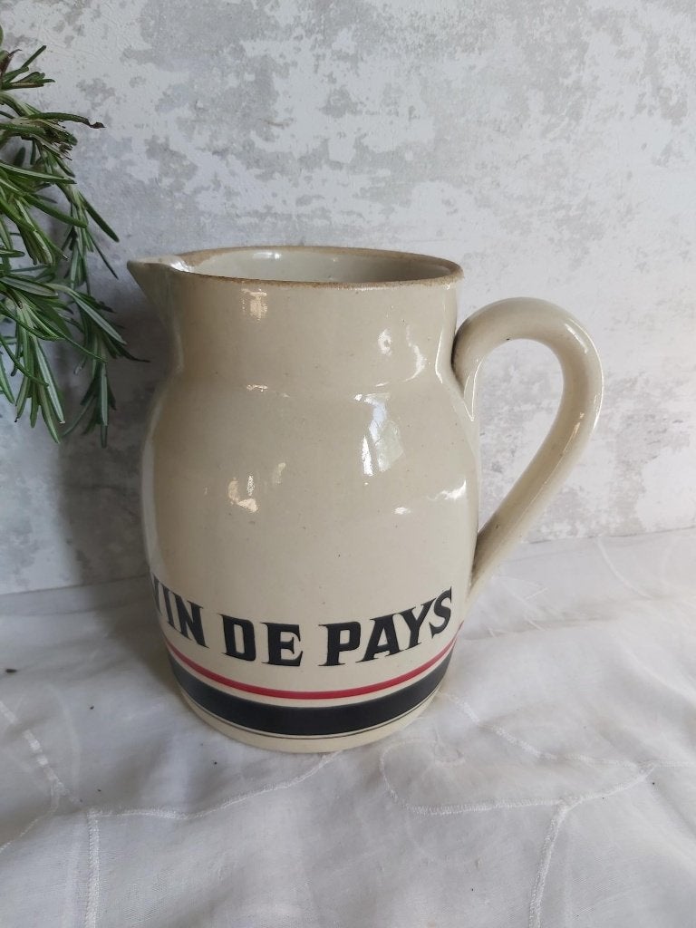 Vintage franse aardewerken water / wijnkan "Vin de Pays", Ophalen of Verzenden