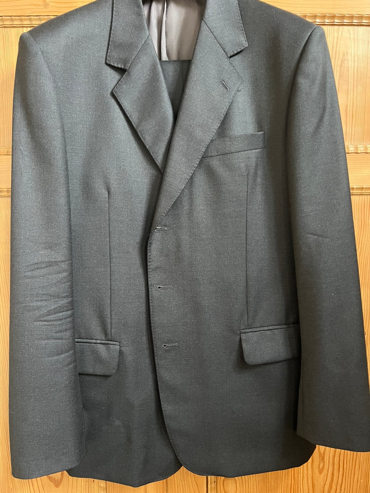 Kostuum Helsen tailors vest en broek, donkergrijs, zomerwol, Ophalen, Zo goed als nieuw, Overige maten, Grijs
