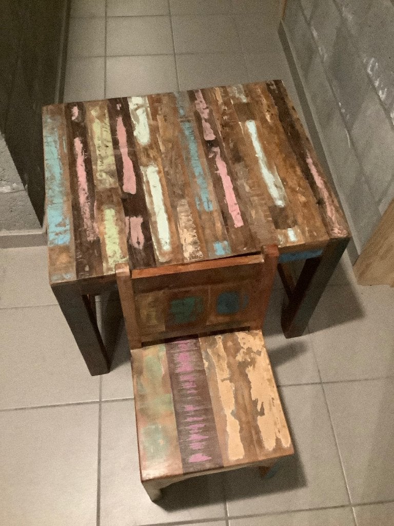 Tafel + stoel couleur locale, Meerkleurig, Ophalen, Nieuw, Zitmeubel