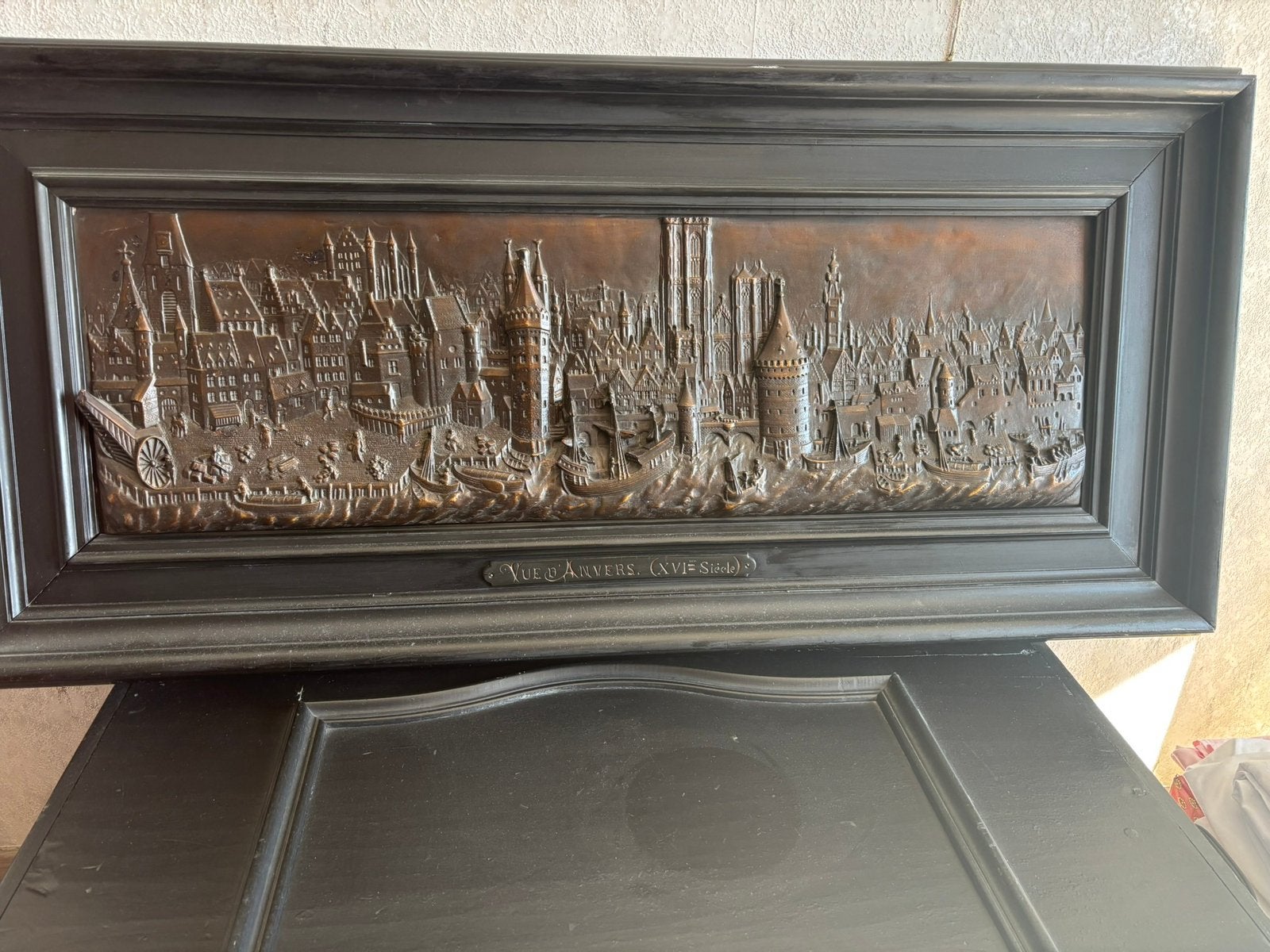 metalen/bronzen decoratieve plaquette, Enlèvement, Bronze