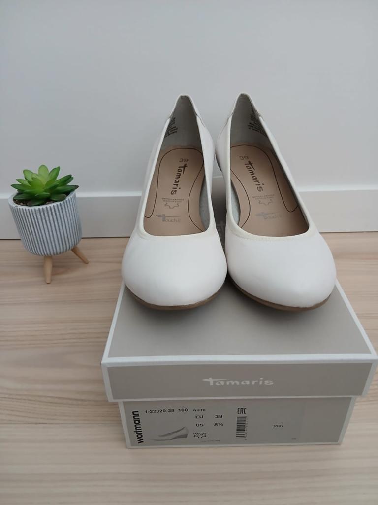 Pumps met sleehak Tamaris maat 39, Pumps, Wit, Zo goed als nieuw, Ophalen
