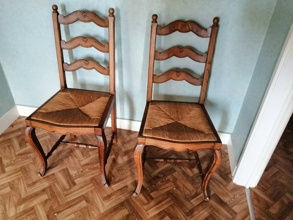 twee prachtige antieke stoelen, Comme neuf, Enlèvement, Bois, Deux