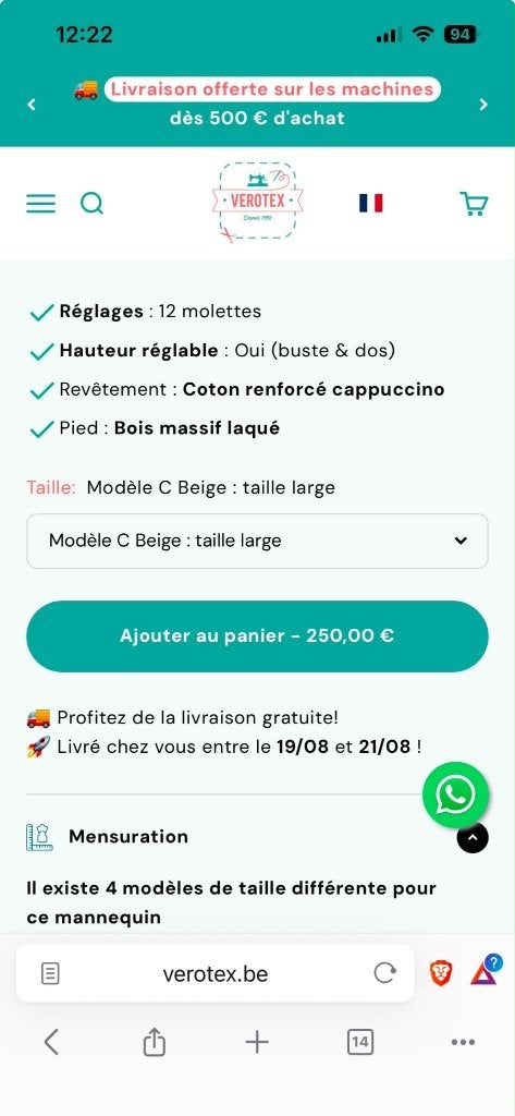 Mannequin couture, Enlèvement, Comme neuf, Mannequin