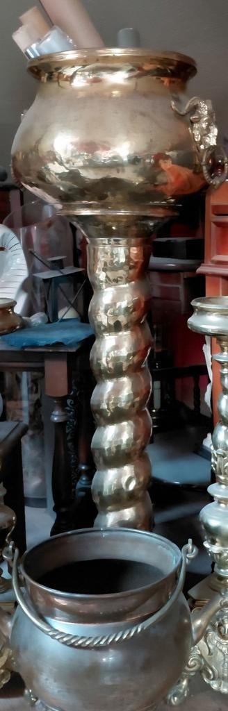 jardinière antique en laiton ou en cuivre + bouilloire en cu, Antiquités & Art, Enlèvement