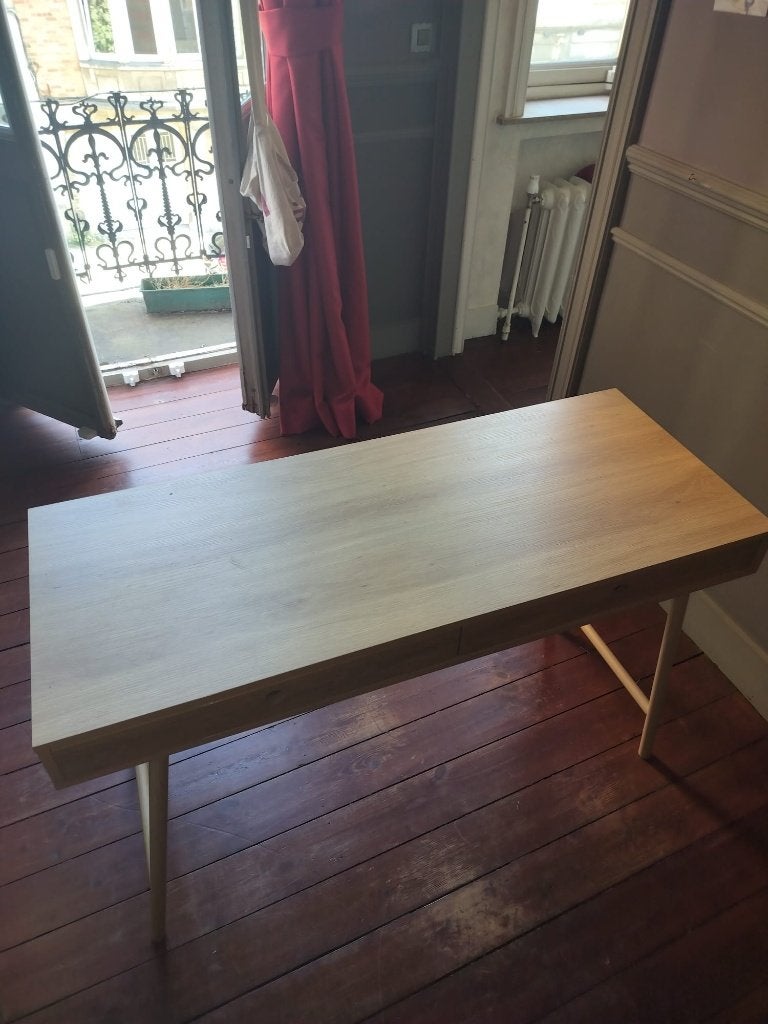 Bureau Jysk Lindved avec 2 tiroirs (48x120), Scandinave, 120 cm, 48 cm, Avec tiroirs