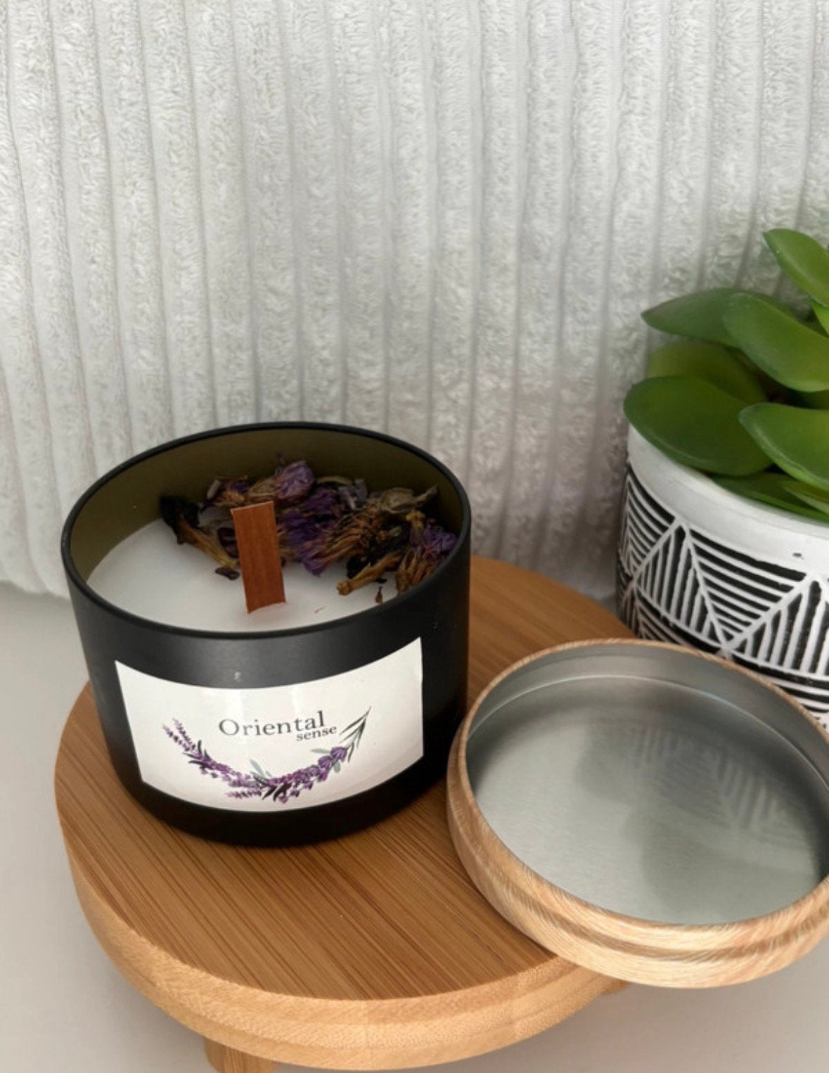 Aromatherapie kaars, lavendel, met gedroogde bloemen, Overige materialen, Verzenden, Zo goed als nieuw, Kaars
