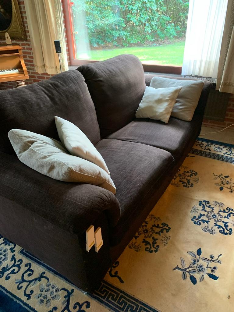 Zetel - stoffen bruine zetel, Huis en Inrichting, Ophalen