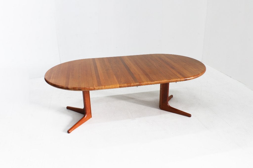 Vintage deense ronde tafel massief teak Glostrup, Antiek en Kunst, Ophalen