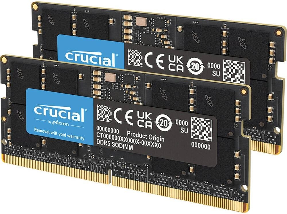 32GB Ram Kit DDR5 5600 SODIMM 2x16GB Crucial, Computers en Software, RAM geheugen, 32 GB, Nieuw, Ophalen of Verzenden, DDR5